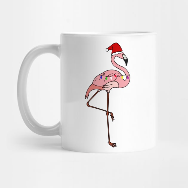 Tropical Christmas Lights Santa Pink Flamingo by charlescheshire